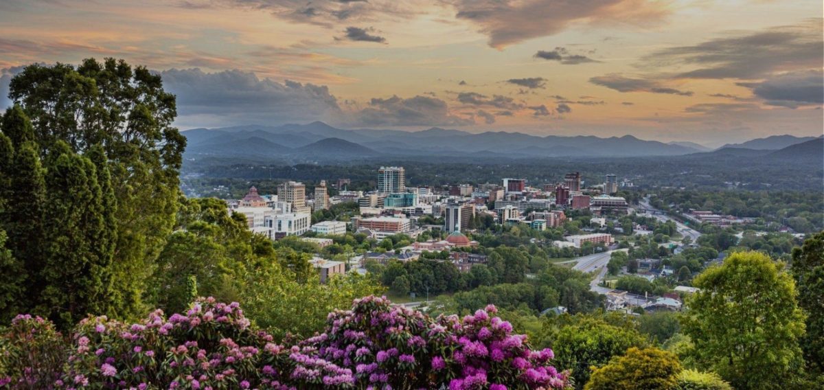 Aerial view of downtown Asheville